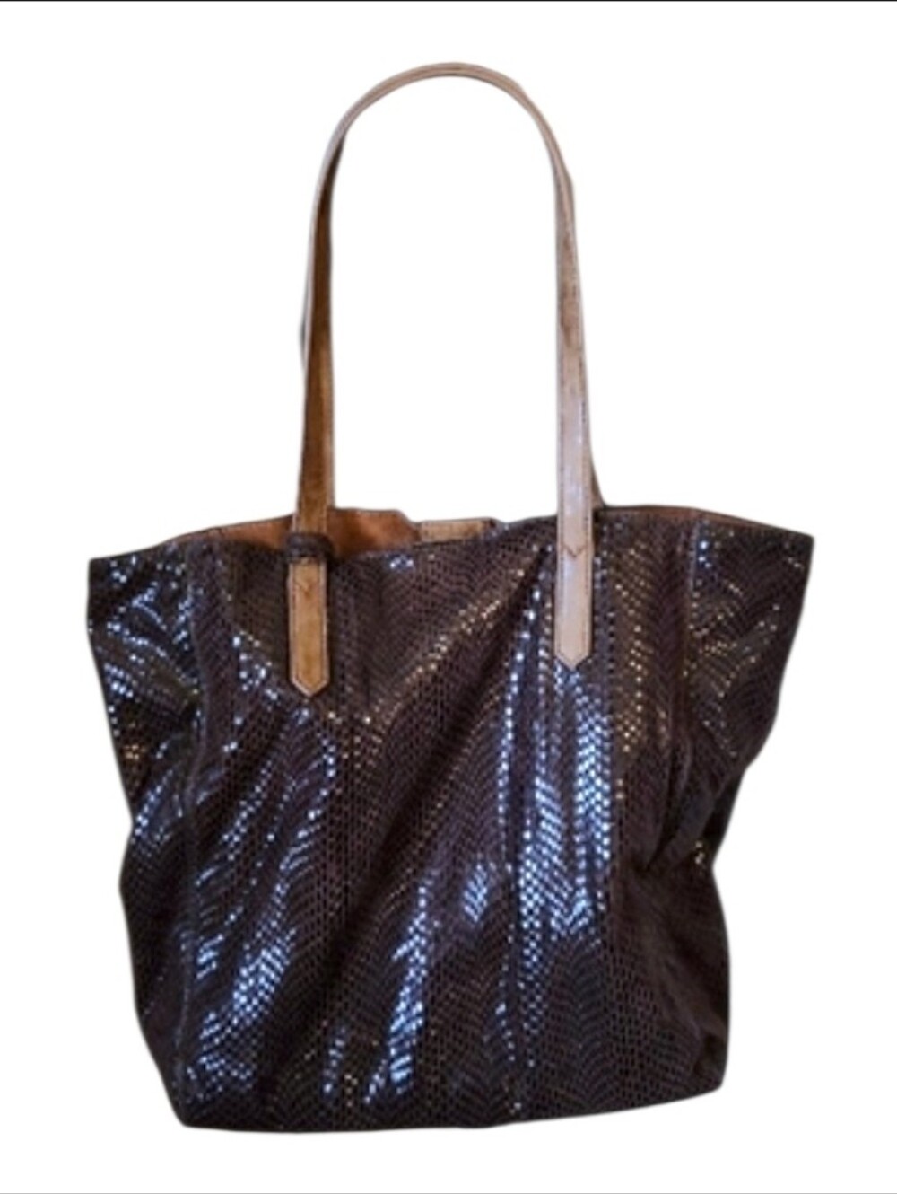 Joy Susan Glossy Dark Brown Tote